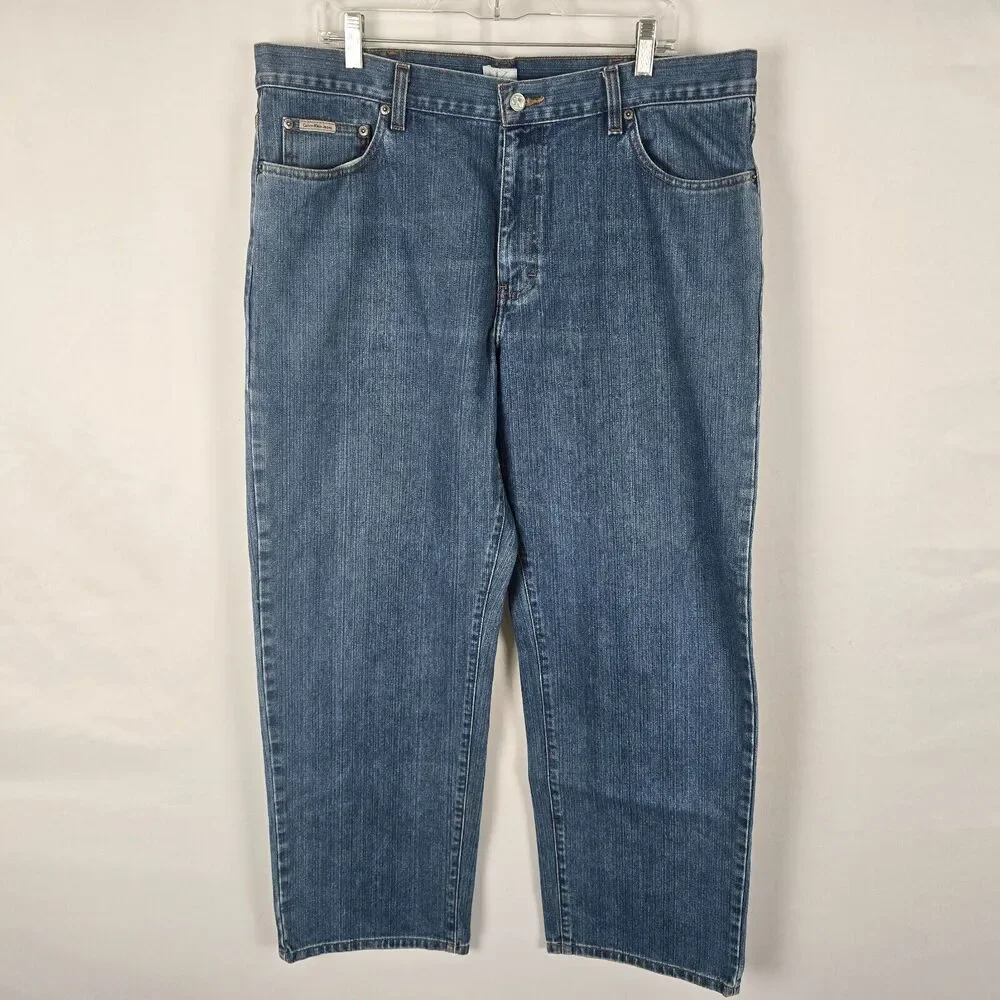 Calvin Klein Jeans Men's 38 x 31 Blue Medium Wash Straight Leg Relaxed Fit